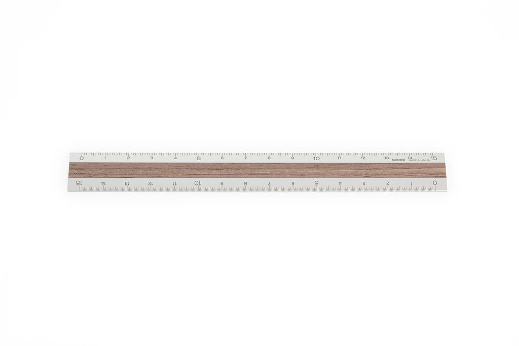 Rmiddle Ruler Midori Ruler - Silver / Walnut - 15cm– Shepherds Arts