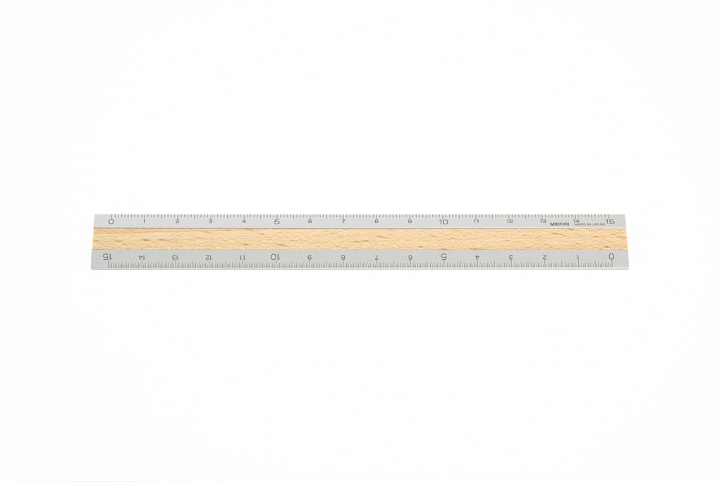 Silver R Ruler Midori Ruler - Silver / Beech - 15cm– Shepherds Arts