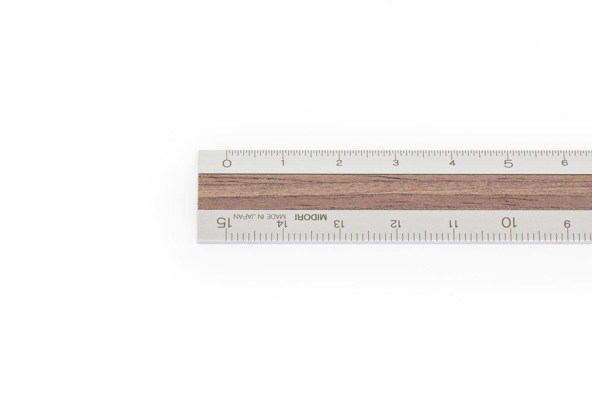 Silver Reed Ruler Midori Ruler - Silver / Walnut - 15cm– Shepherds Arts